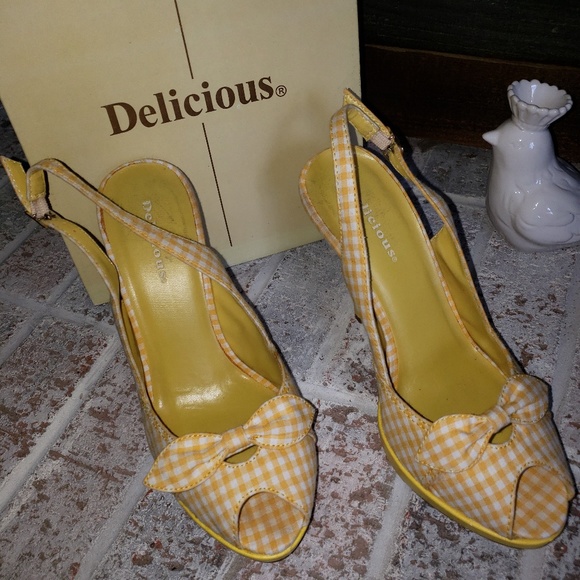 yellow gingham shoes